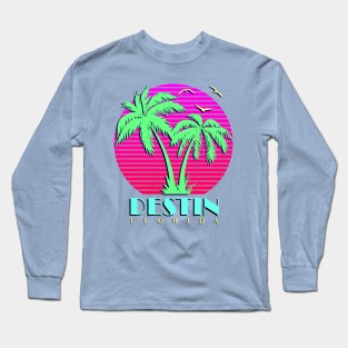 Destin Florida Palm Trees Sunset Long Sleeve T-Shirt